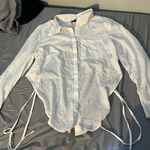 Open back white button up dress shirt